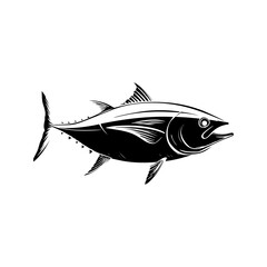 Vector illustrations of tuna. Monochrome design.