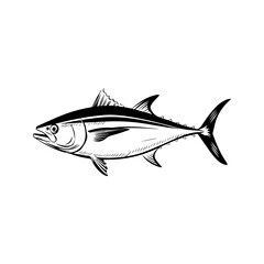 Tuna fish icons isolated on white background. Design elements for logo, label, emblem, sign, badge. Vector illustration.