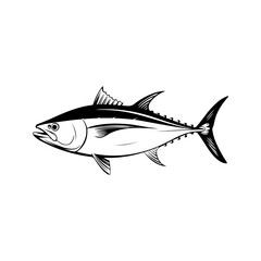 Vector illustrations of tuna. Monochrome design.