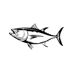 Fototapeta premium Tuna fish icons isolated on white background. Design elements for logo, label, emblem, sign, badge. Vector illustration.