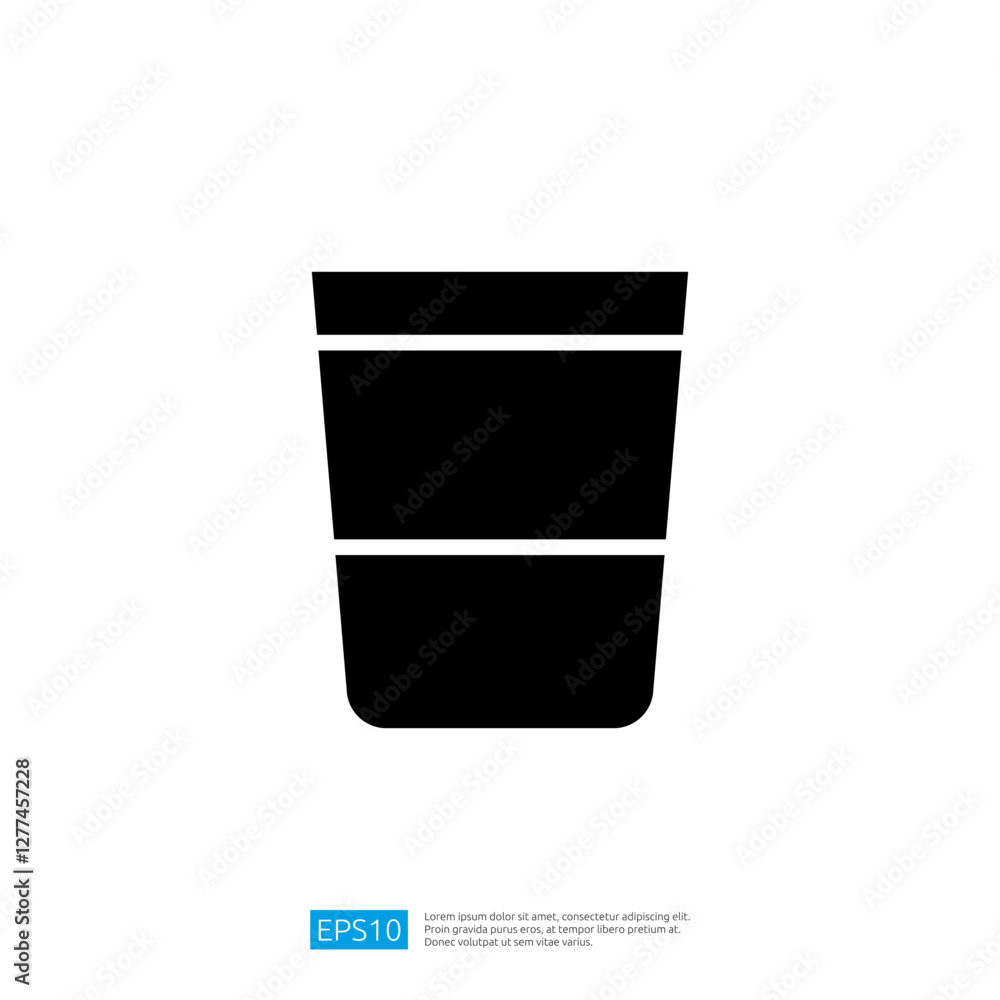 Poster simple black icon of a segmented cup container suitable for beverages or food in a minimalist design