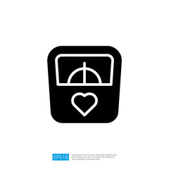 Obraz premium Health And Fitness Icon Depicting A Scale With A Heart Symbol For Monitoring Body Weight And Wellness Progress