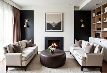 Californian Luxury: Hotel Reception with Taupe, Black & White Accents and a Bright White Feature Wall

