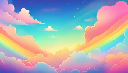 Abstract kawaii Colorful Sky rainbow background. Soft gradient pastel Comic graphic. Generated image
