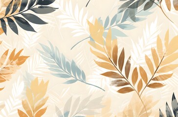 Seamless background with leaves watercolour. Seamless pattern with leaves on white background. 
