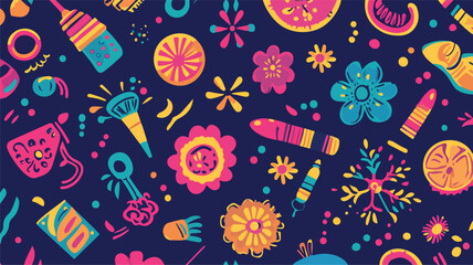Icon Set of Holi Colorful Sweets and Water Guns, Holi 