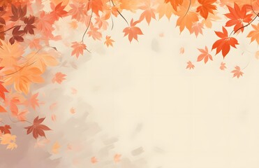 Autumn background with maple leaves. Watercolour leaves falling down on a painted background. 