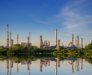 Oil and gas industry - refinery at night - factory - petrochemical plant