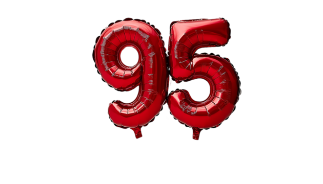 Red foil balloons number 95