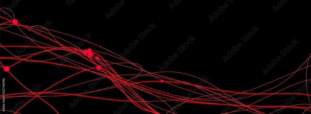 Poster dynamic red light trails on black background abstract lines