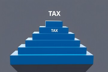 Blue pyramid chart with multiple tax levels on gray background