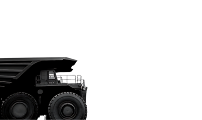 Mining truck on black background.  Possible use Stock photo