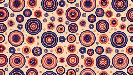 Fototapeta premium Concentric Circles Abstract Composition Multicolored Rings, Digital Painting, Circular Pattern, Beige Background Abstract Art, Mandala Art