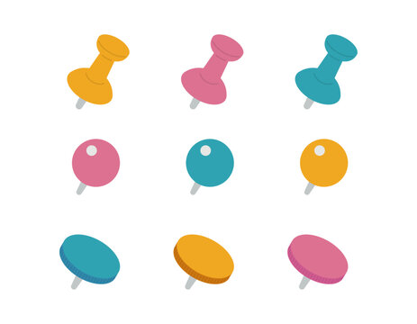 ピン・画鋲セット／文房具／ベクターイラスト