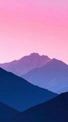 Fototapeta premium a digital artwork featuring a gradient of colors from light pink to dark blue, representing a mountainous horizon with an abstract, impressionistic approach..