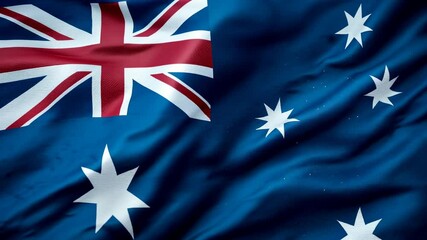 Australian flag waving in wind on blue background. National symbol animation for Australia Day, Anzac Day and Commonwealth Day celebration footage - Powered by Adobe