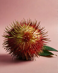 Rambutans on a pink backdrop, perfect for minimalist designs.