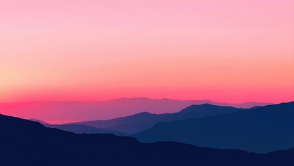 Fototapeta premium a digital artwork featuring a gradient of colors from light pink to dark blue, representing a mountainous horizon with an abstract, impressionistic approach.