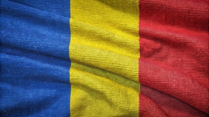 Textured Romanian Flag Vertical Tricolor Fabric Close-Up,Romania,Flag Romania,Fabric Texture