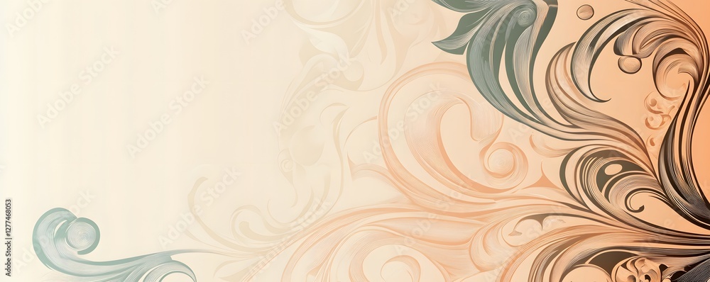 Poster elegant floral design with swirling patterns and gradient background