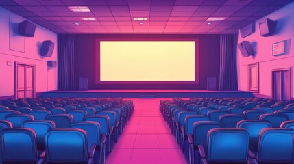 Fototapeta premium Empty movie theater with a large screen. Perfect for film, entertainment, and cinema concepts.