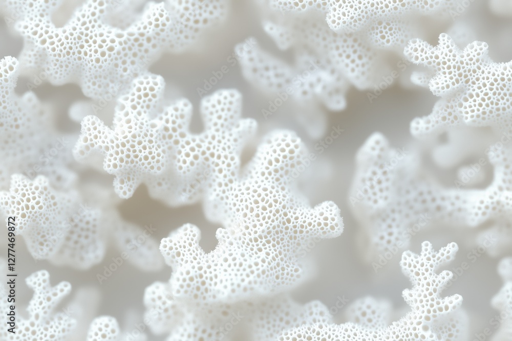 Poster seamless white coral structure, showcasing intricate patterns and textures. the coral appears porous