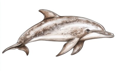 Fototapeta premium Illustration of a dolphin swimming gracefully in an oceanic environment, showcasing its natural beauty
