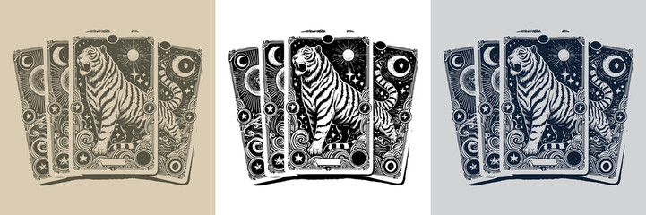 dark tiger vector playing card tattoo design