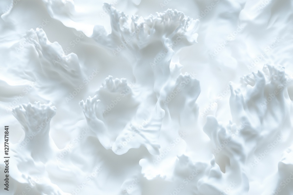Poster seamless white coral abstract close-up of a textured white surface resembling soft waves or clouds, 