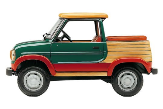 Vintage Green Truck, Side View, Colorful Design, for Ads