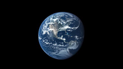 Naklejka premium Majestic view of Earth as blue marble against cosmic backdrop