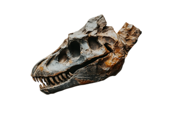 Fossil Dinosaur Skull, Museum Exhibit, Paleontology Display, Educational Resource