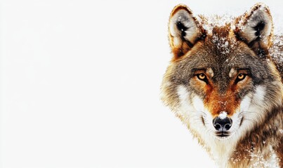 Obraz premium Majestic wolf gazing intently in a snowy landscape, capturing the essence of winter wildlife