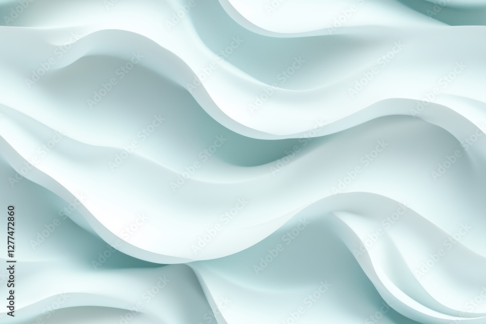 Poster seamless white turquoise smooth, flowing waves in a soft mint green color. the texture appears fluid