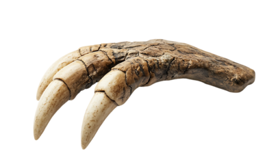Prehistoric animal claw fossil, isolated on black