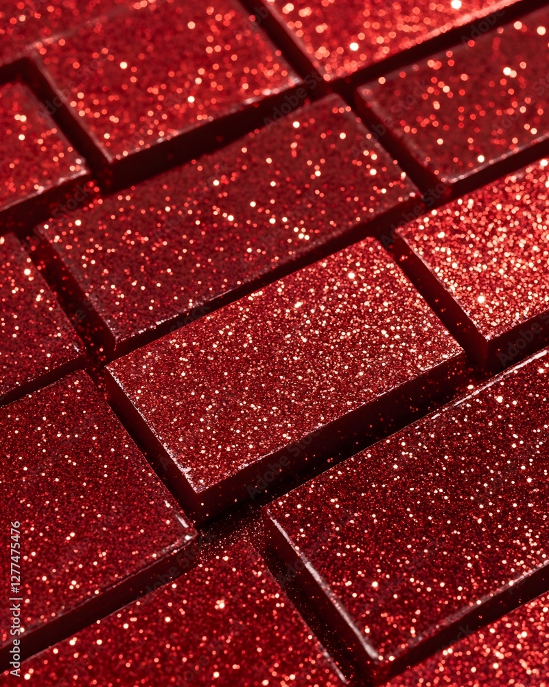 Poster red glitter rectangular objects in overlapping arrangement