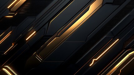 Obraz premium Abstract Black and Gold Luxury Background with Geometric Waves, Smooth Metallic Gradient, Premium Texture 