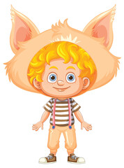 Cute Boy in Animal Hat Illustration
