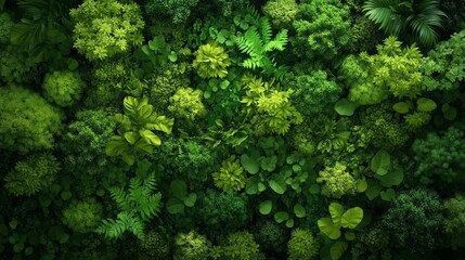 Rich forest canopy viewed from above, highlighting nature's beauty.