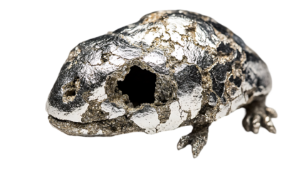 Fossil reptile skull, studio shot, scientific study, educational resources