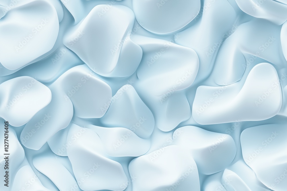 Poster seamless white turquoise smooth, abstract shapes in a light blue color, creating a soft and fluid te