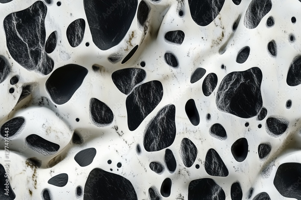 Poster seamless dalmatian jasper textured surface featuring irregular black and white patterns resembling o