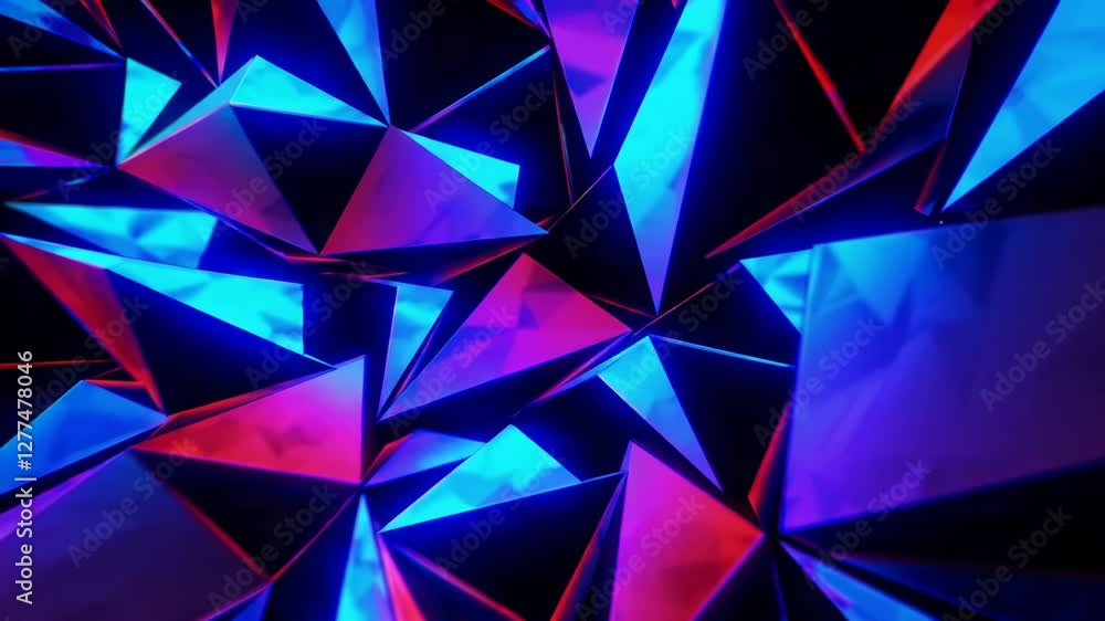 Aufkleber Geometric abstract background with vibrant pink and blue triangular reflections, futuristic digital pattern. Modern art and technology concept