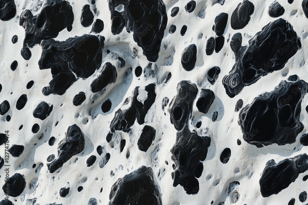 Poster seamless dalmatian jasper abstract aerial view of a textured surface featuring black and white patte