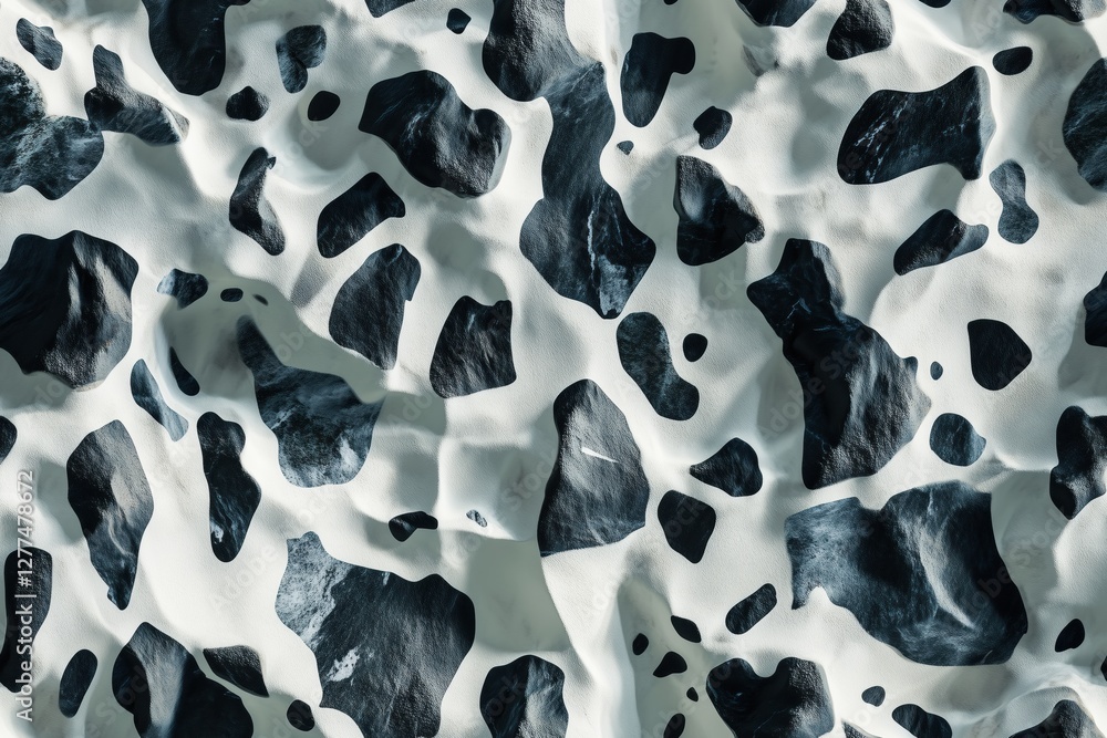 Poster seamless dalmatian jasper textured surface resembling cowhide, featuring a pattern of black and whit