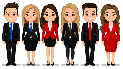 Business Characters Group in Professional Attire for Creative Projects