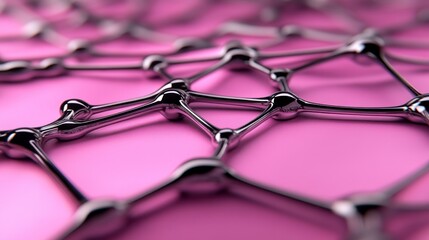 Intricate Metallic Network on a Vibrant Pink Background
