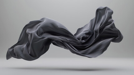 A floating cloth with a silk texture flying in the air, creating an elegant atmosphere.