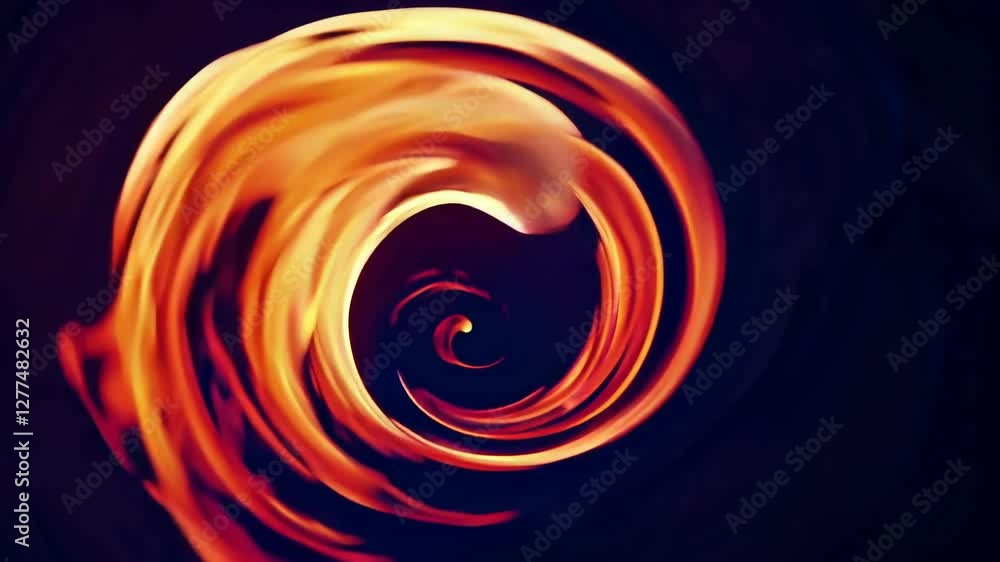 Poster fiery spiral swirling in dark background, intense energy and motion. abstract artistic expression of