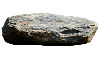 Rough, grey stone slab, isolated on black background.  Possible use for nature, rock, or landscape design concepts